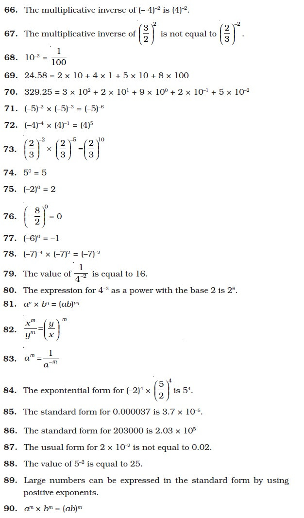 Exponents Worksheets 6th Grade Important Questions for Maths Exponents and Powers