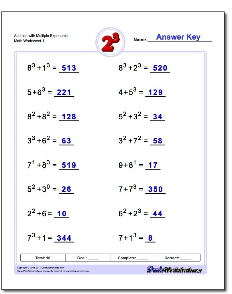 Exponents Worksheets 6th Grade Pin Addition Worksheets On Best Worksheets Collection 436