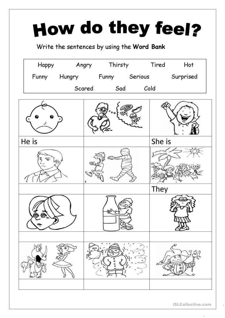 Feelings and Emotions Worksheets Printable Feelings