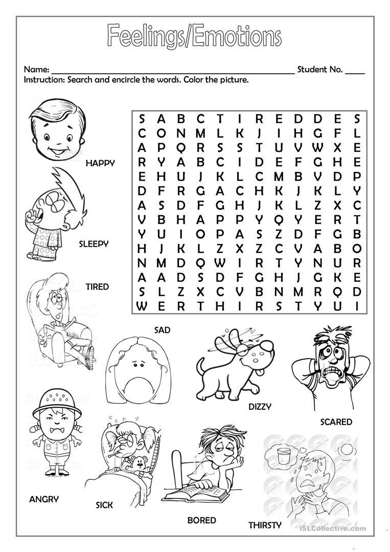 Feelings Worksheets for Kindergarten Feelings Emotions with English Worksheets for Kids