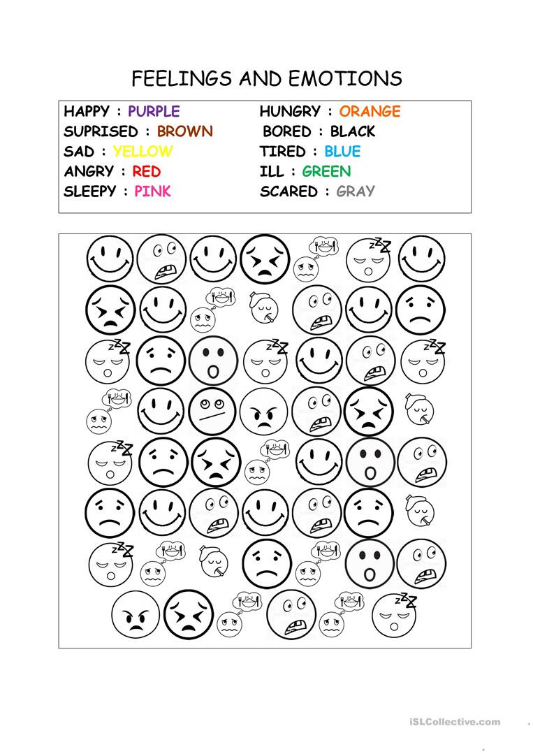 Feelings Worksheets for Kindergarten Feelings Emotions Worksheet for Learners English Esl and