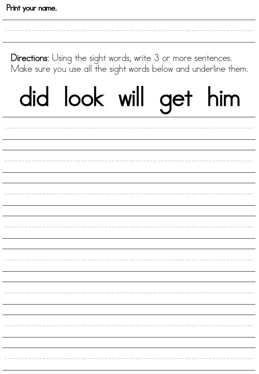First Grade Sentence Worksheets First Grade Sight Word Worksheets Words Reading Writing