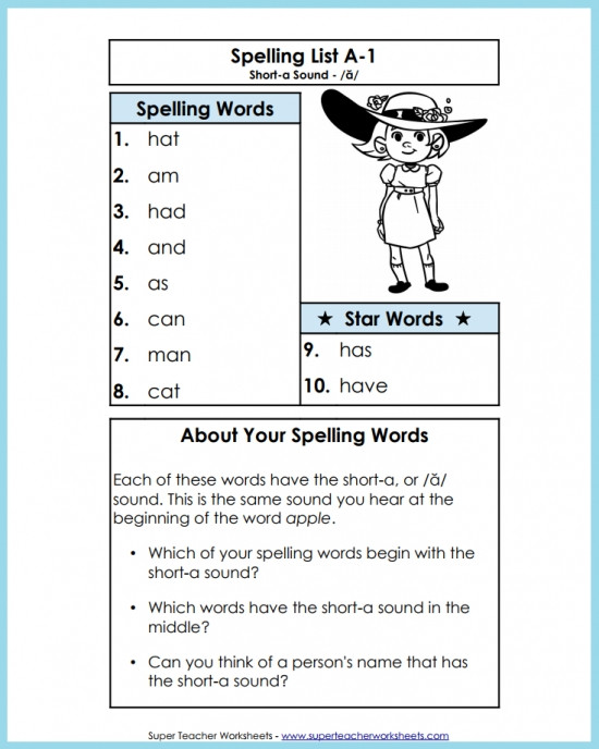 First Grade Spelling Words Worksheets Spelling Lists and Worksheets