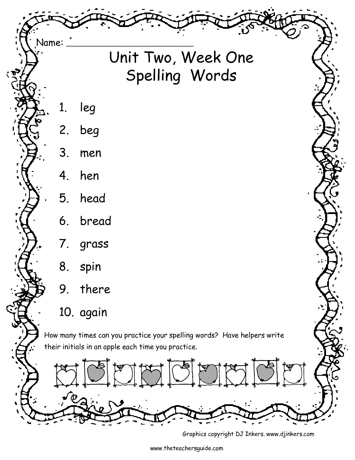 First Grade Spelling Words Worksheets Wonders First Grade Unit Two Week E Printouts