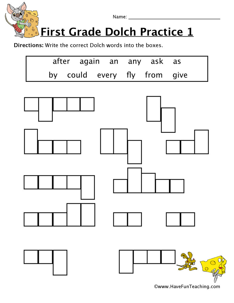 First Grade Vocabulary Worksheets First Grade Sight Words A to G Worksheet