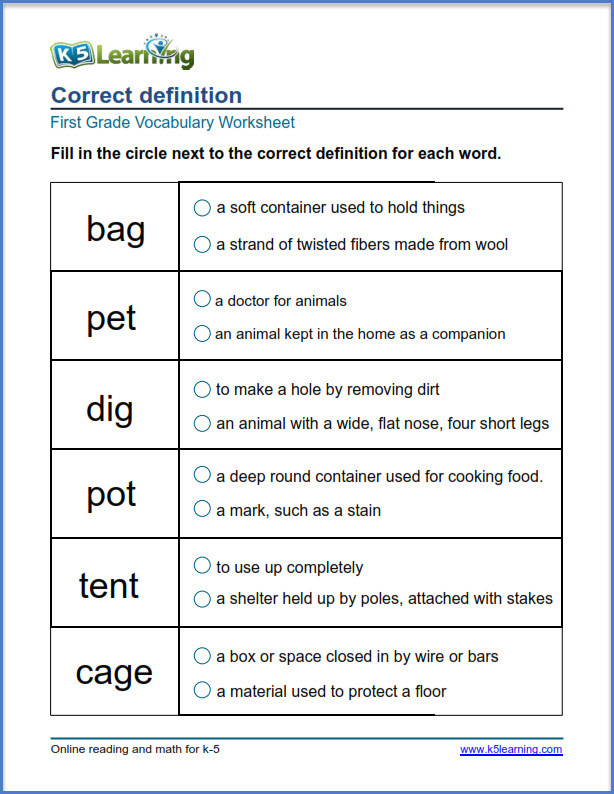 First Grade Vocabulary Worksheets First Grade Vocabulary Worksheets – Printable and organized