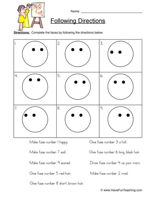 Following Directions Coloring Worksheet Following Directions Worksheets • Have Fun Teaching