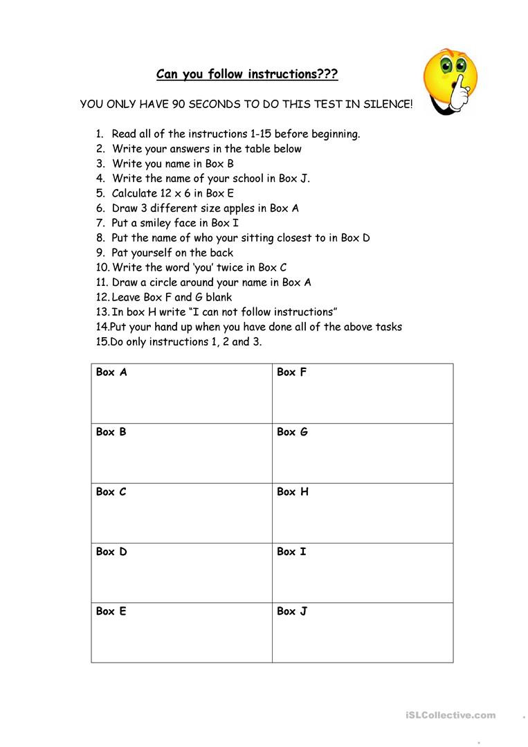 Following Directions Printables Can You Follow Instructions English Esl Worksheets for