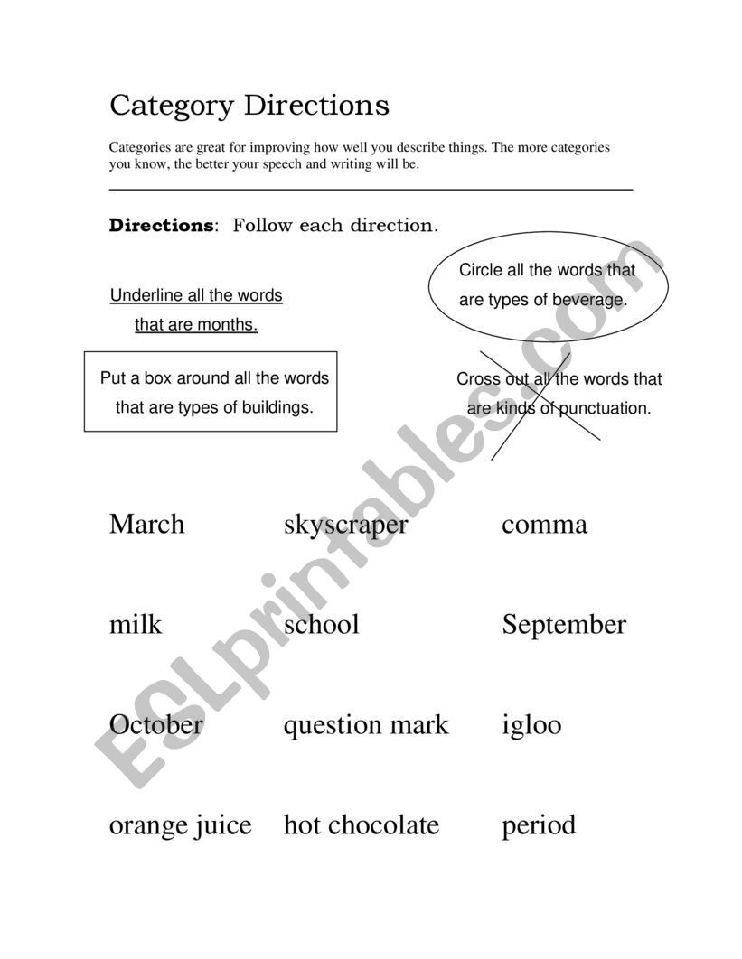 Following Directions Printables Following Directions Esl Worksheet by Nkennedy56