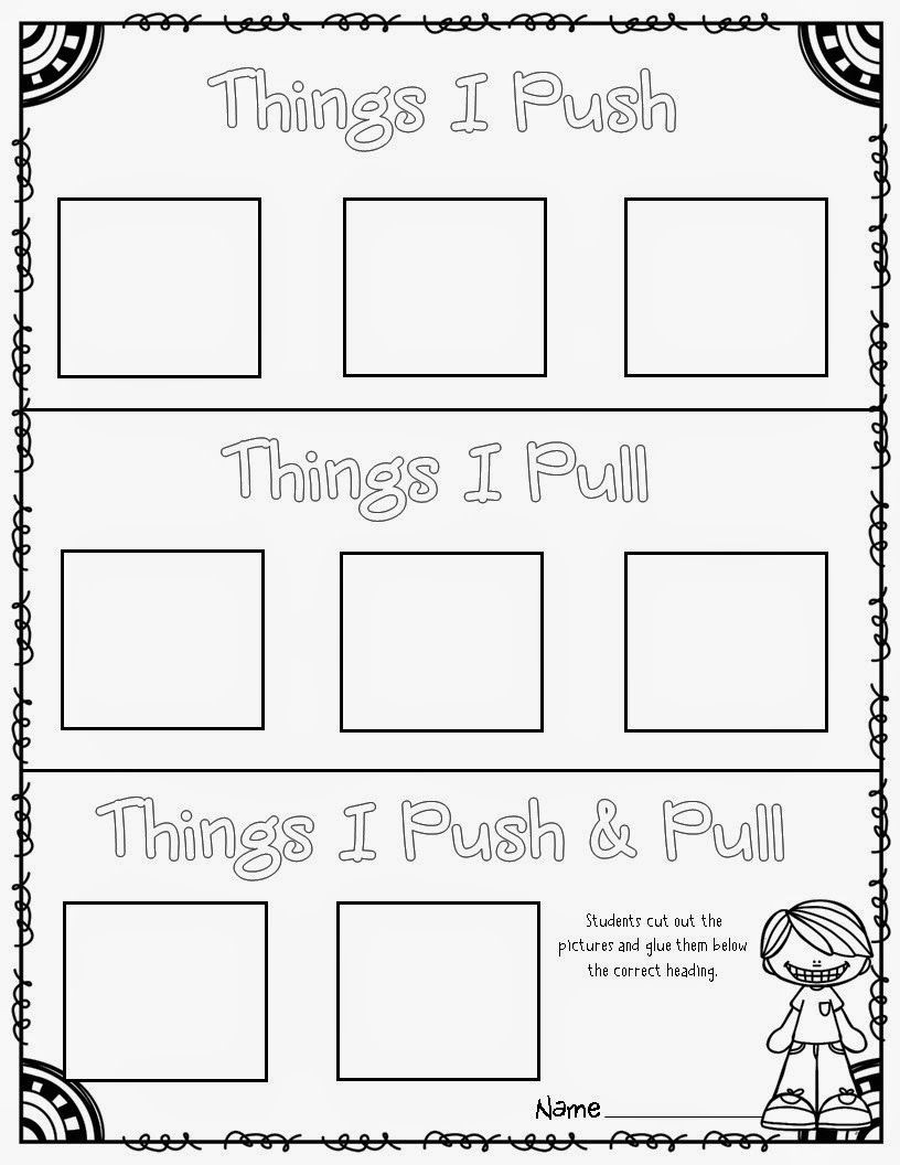 Force and Motion Kindergarten Worksheets force and Motion Pushes and Pulls