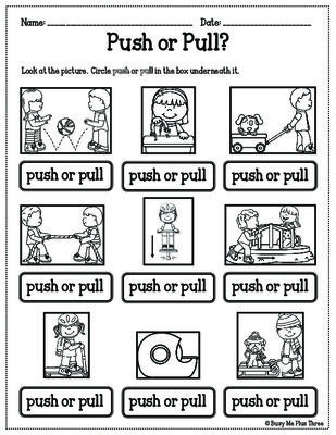 Force and Motion Kindergarten Worksheets Push or Pull A force and Motion Activity Grades 1 2 &amp;amp
