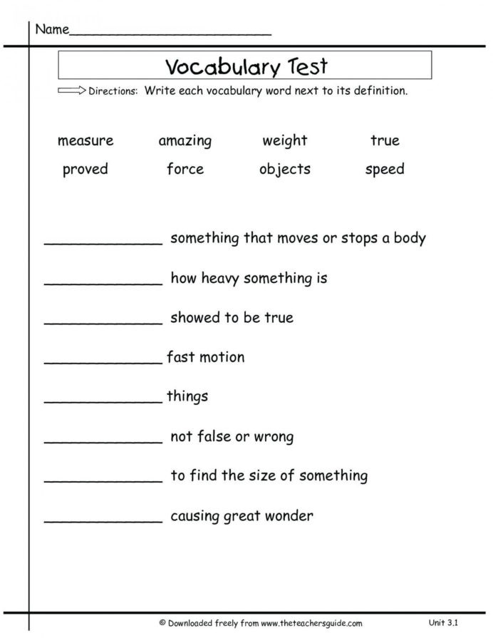 Force and Motion Printable Worksheets 3rd Grade Vocabulary Worksheets to Learning 2nd Addition and