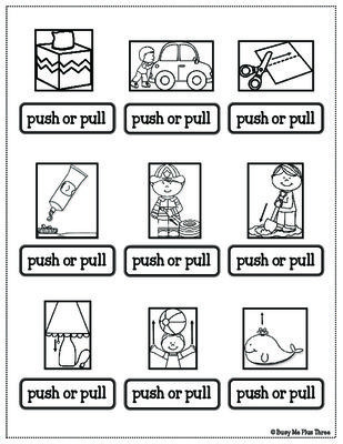 Force and Motion Printable Worksheets Push or Pull A force and Motion Activity Grades 1 2 &amp; 3