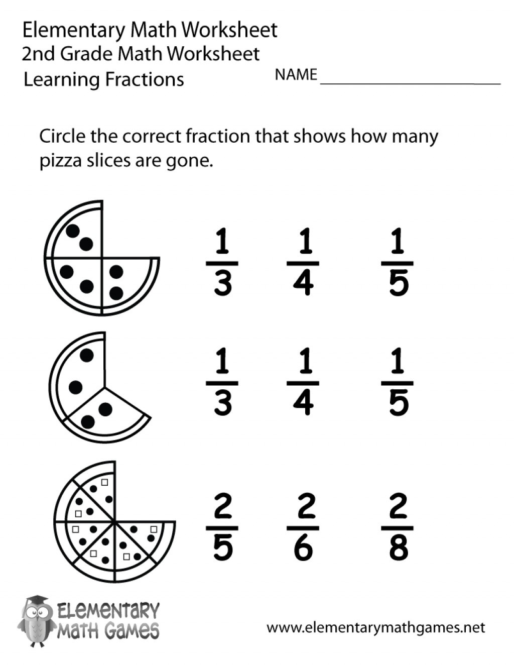 Fractions Worksheets 2nd Grade Math Salamanders Printable Worksheets