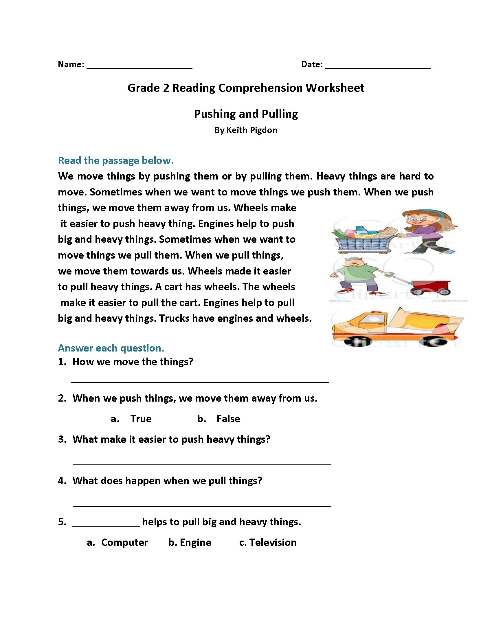 Free 2nd Grade Comprehension Worksheets Coloring Reading Worksheets