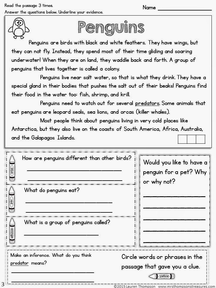 Free 2nd Grade Comprehension Worksheets Finding Text Evidence Freebie