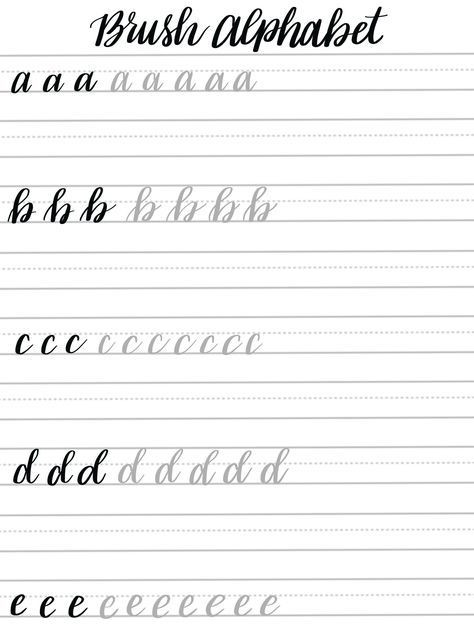 Free Calligraphy Worksheets Printable Free Brush Lettering Practice Sheets Lowercase Alphabet