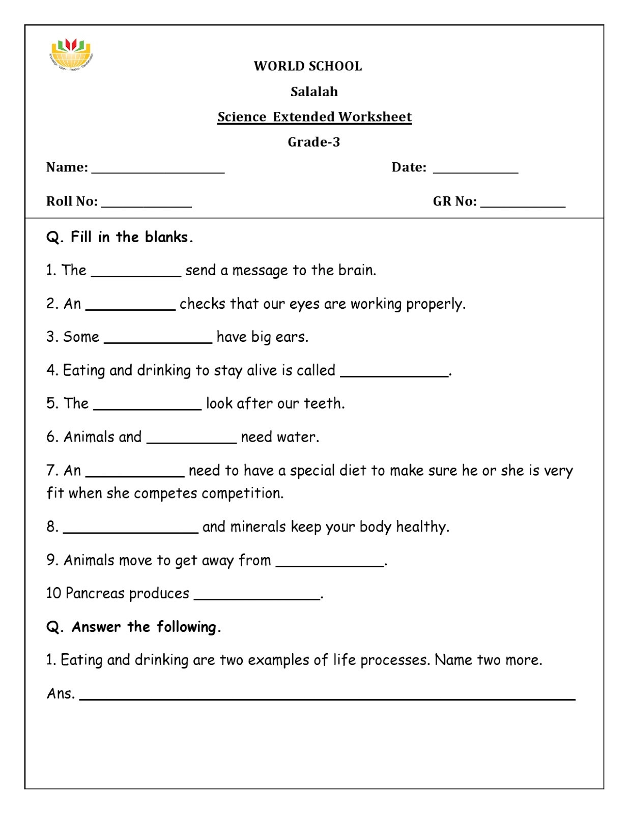 Free Fourth Grade Science Worksheets Science Worksheets for Grade 2 to Educations Science