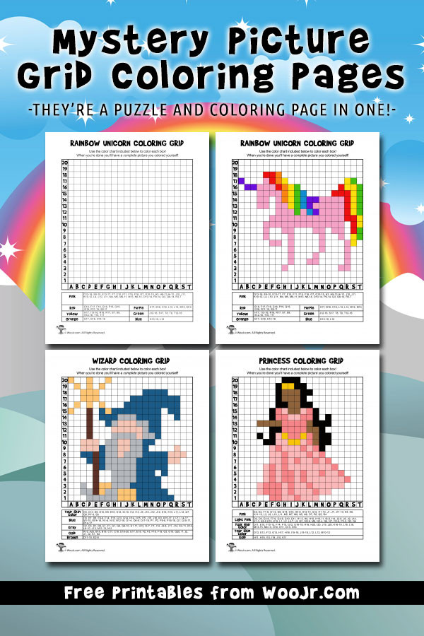 Free Grid Coloring Worksheets Mystery Picture Grid Coloring Pages Fantasy &amp; Fairy Tales