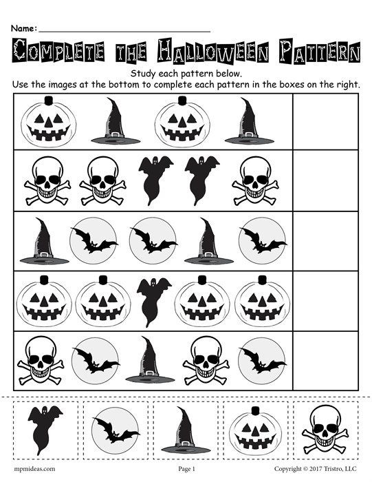 Free Kindergarten Halloween Worksheets Printable Free Printable Halloween Pattern Worksheet
