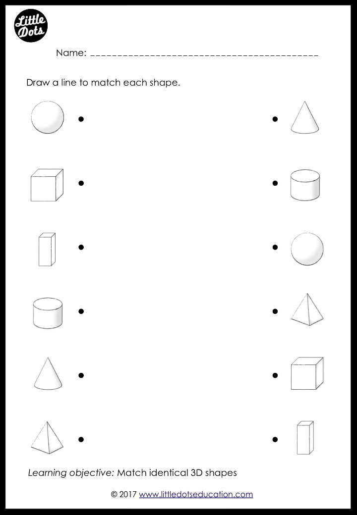 Free Printable 3d Shapes Worksheets Preschool Shapes Matching Worksheets and Activities