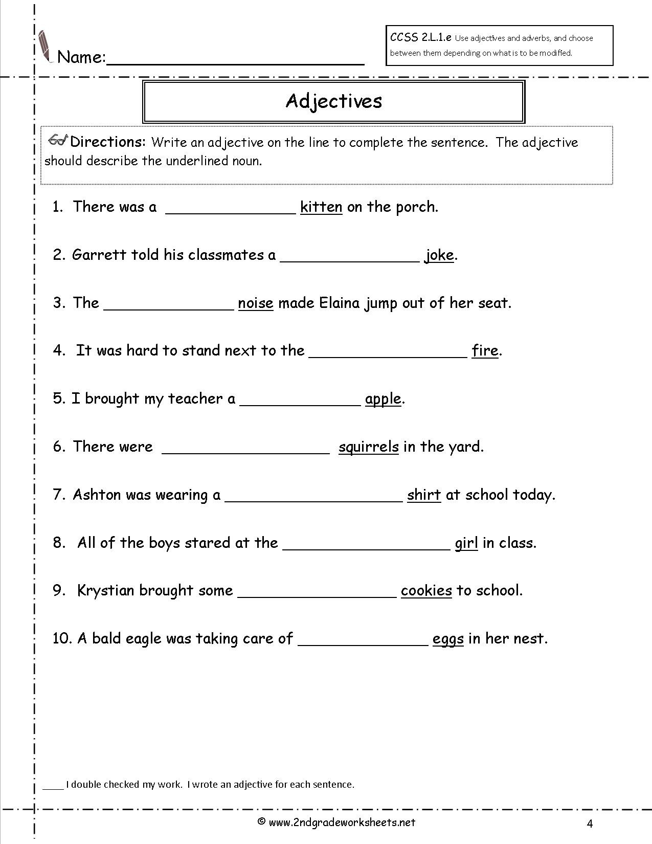 Free Printable Adjective Worksheets Free Using Adjectives Worksheets