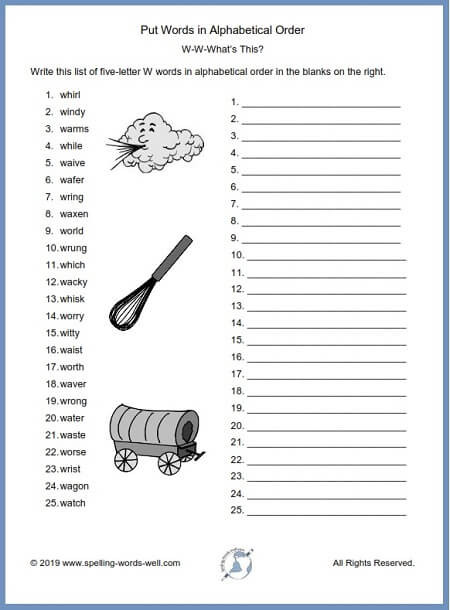 Free Printable Alphabetical order Worksheets Put Words In Alphabetical order Worksheets