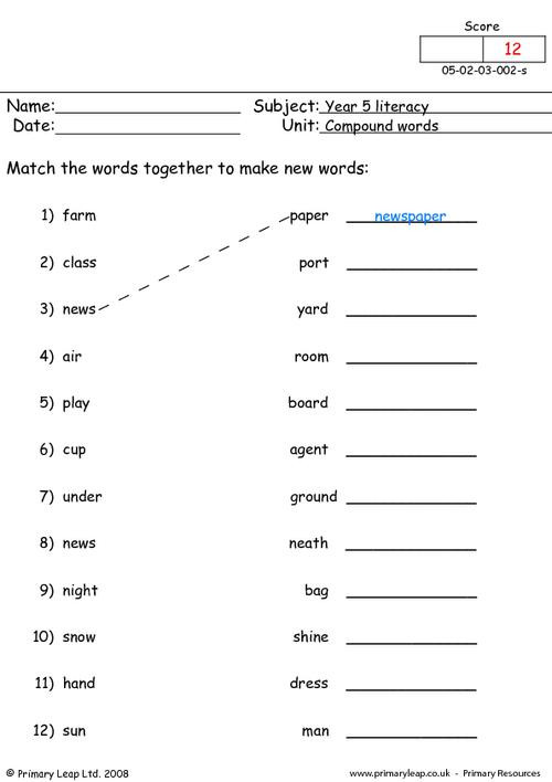 Free Printable Compound Word Worksheets 7 Best Of Pound Words Story Printables 2nd Grade