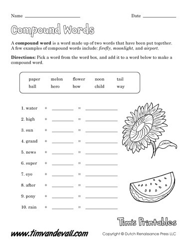 Free Printable Compound Word Worksheets Free Pound Word Worksheets