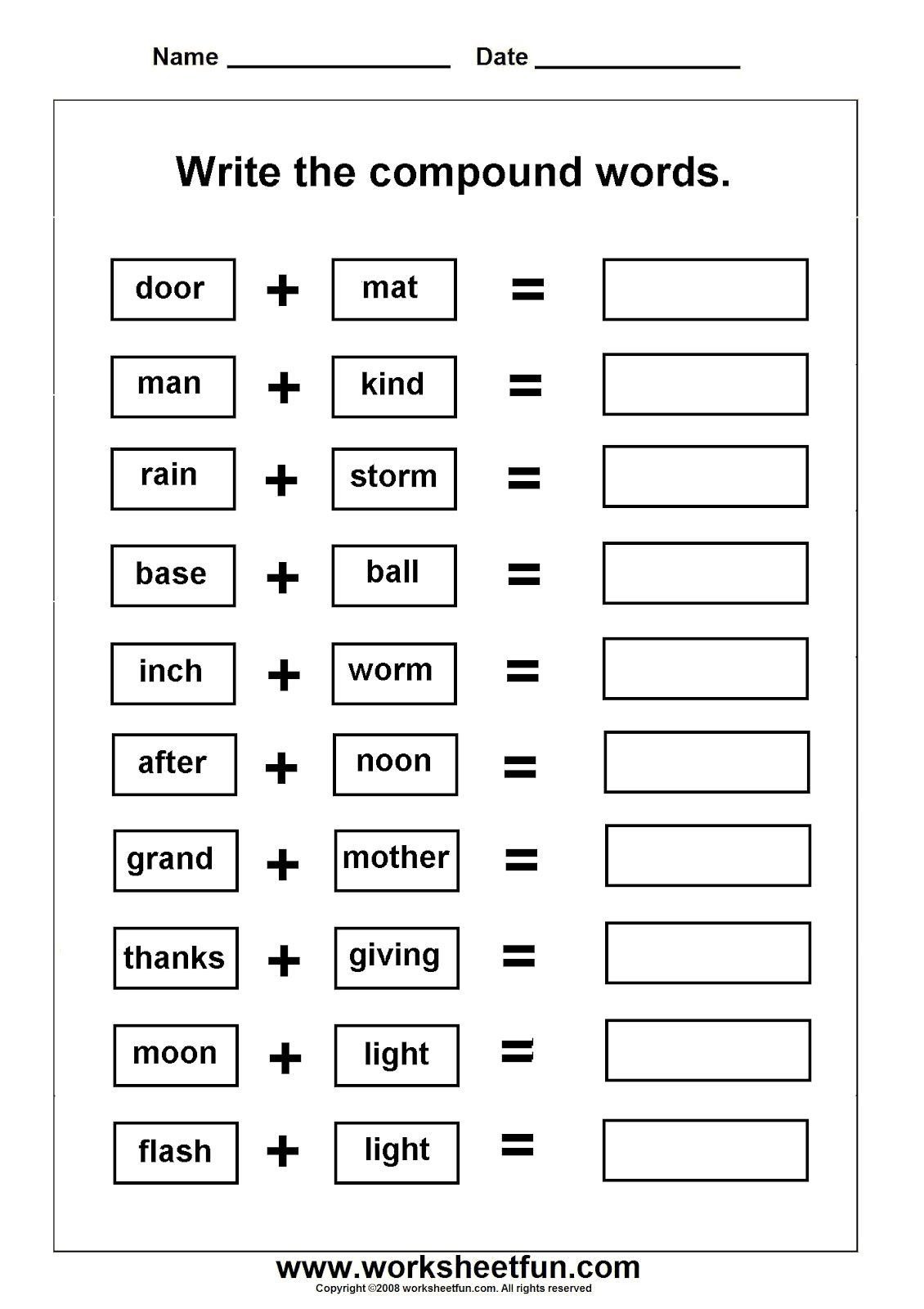 Free Printable Compound Word Worksheets Pound Words Worksheets Grade 3 Worksheets Pound Words