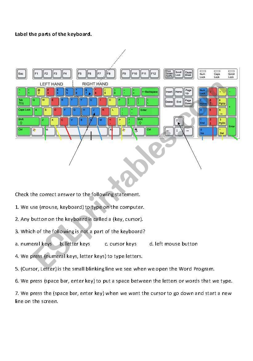 Free Printable Computer Keyboarding Worksheets Puter Keyboard Esl Worksheet by Julienmalubag