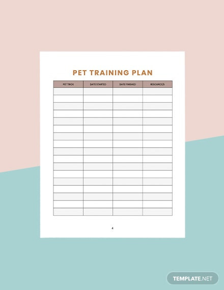 Free Printable Dog Training Worksheets Pet Training Planner Template Word Pages