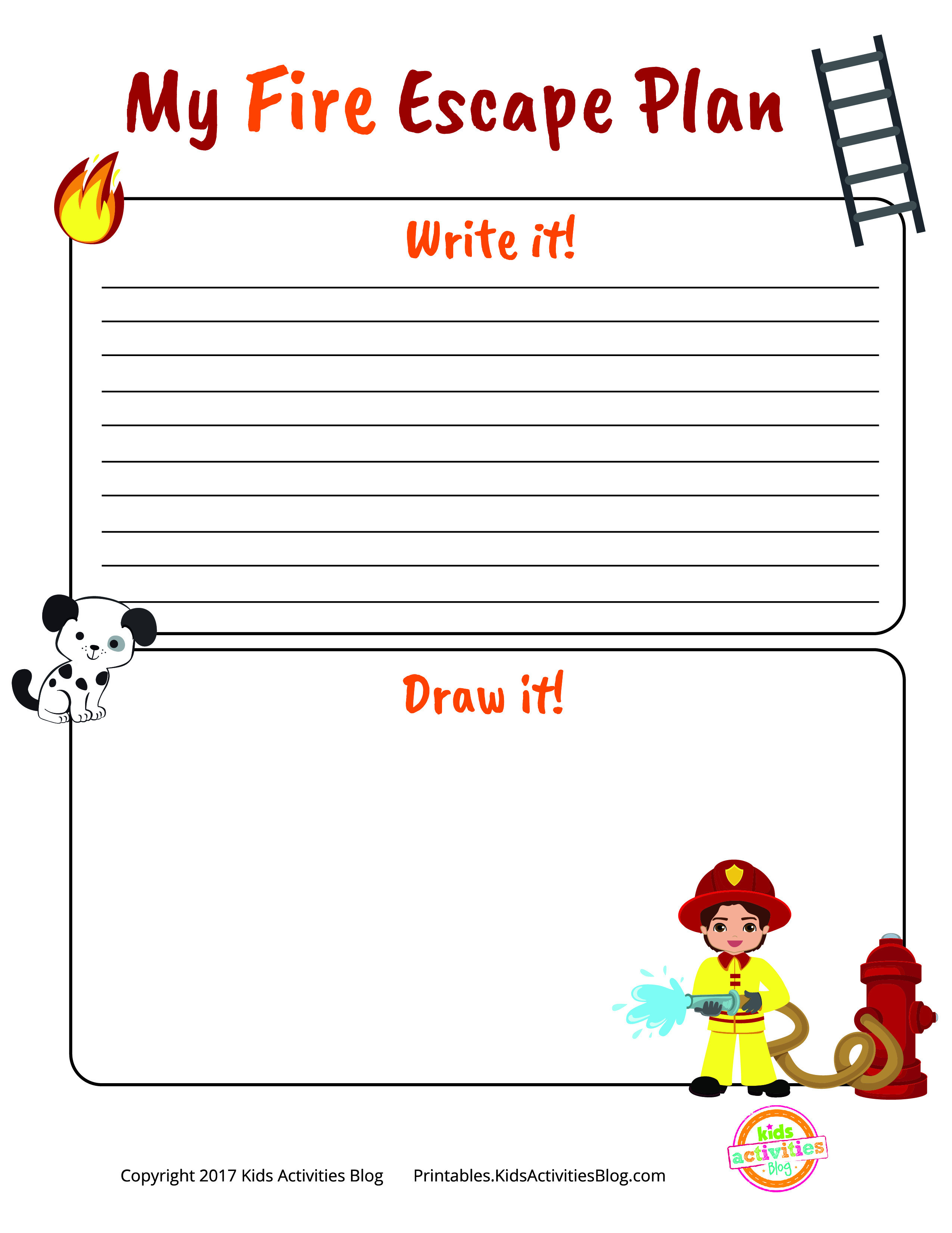 Free Printable Fire Safety Worksheets Fire Escape Plan Printable for National Fire Prevention Week
