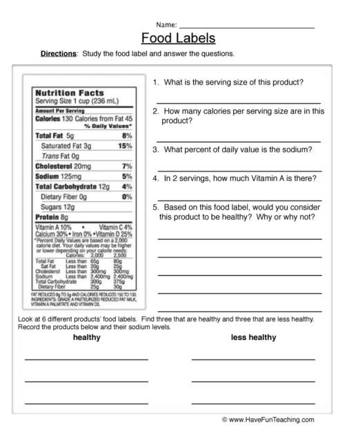 Free Printable Health Worksheets Health and Nutrition Worksheets • Have Fun Teaching