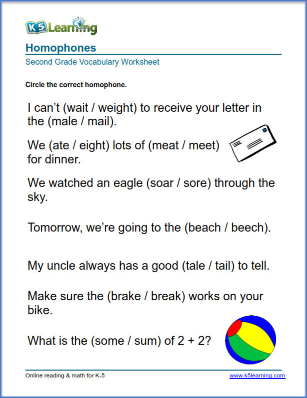 Free Printable Homophone Worksheets 2nd Grade Vocabulary Worksheets – Printable and organized by