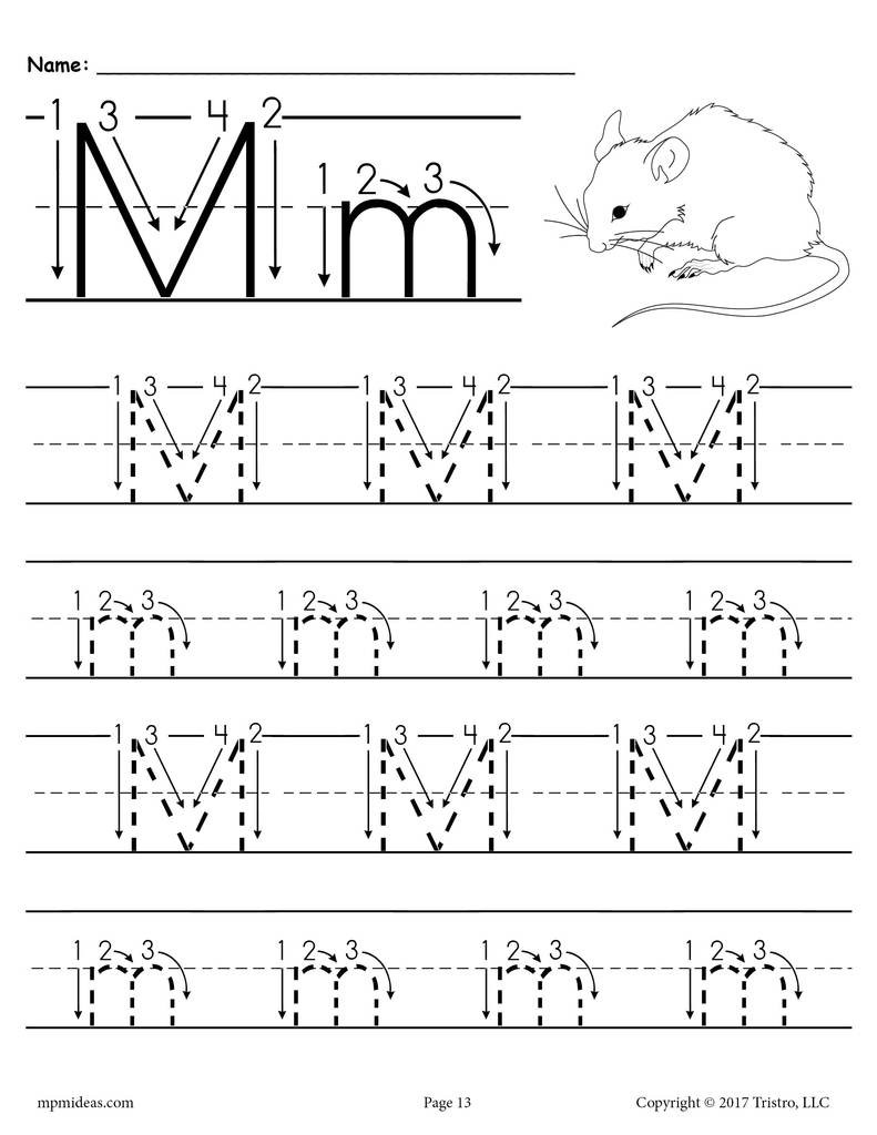 Free Printable Letter M Worksheets Printable Letter M Tracing Worksheet with Number and Arrow Guides