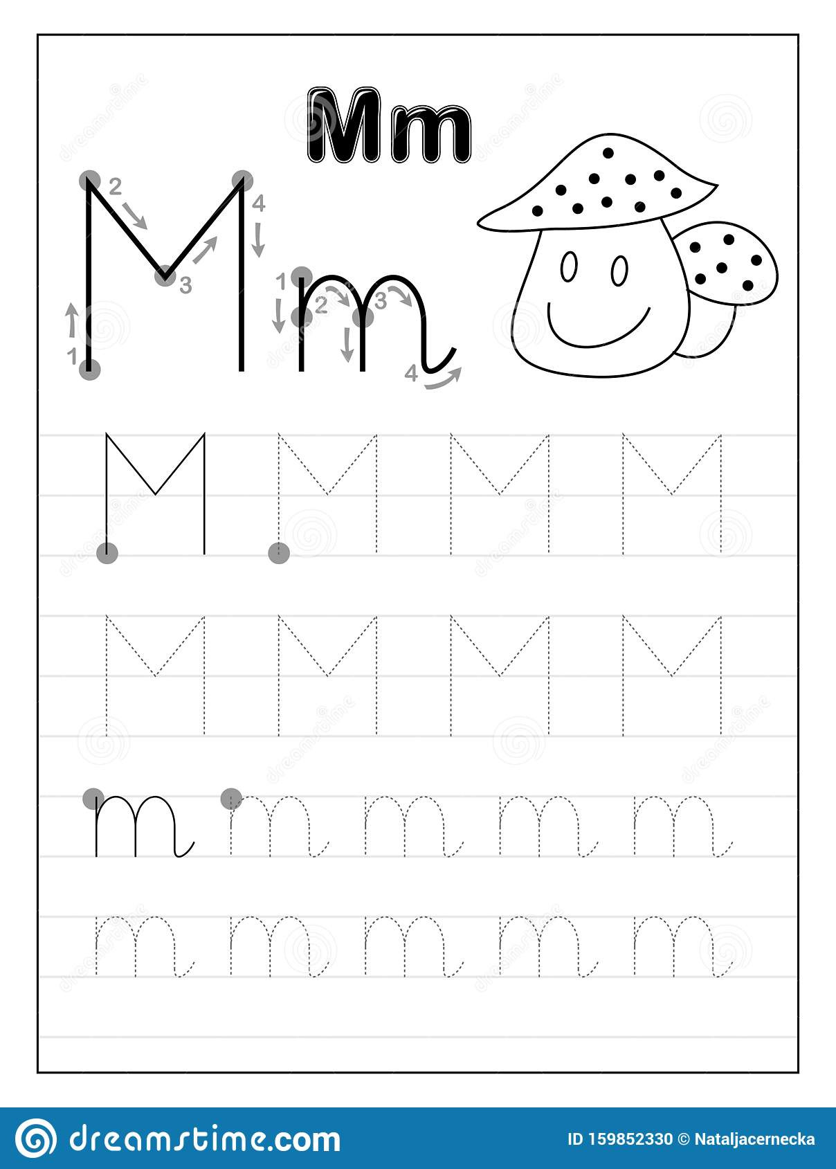 Free Printable Letter M Worksheets Tracing Alphabet Letter M Black and White Educational Pages