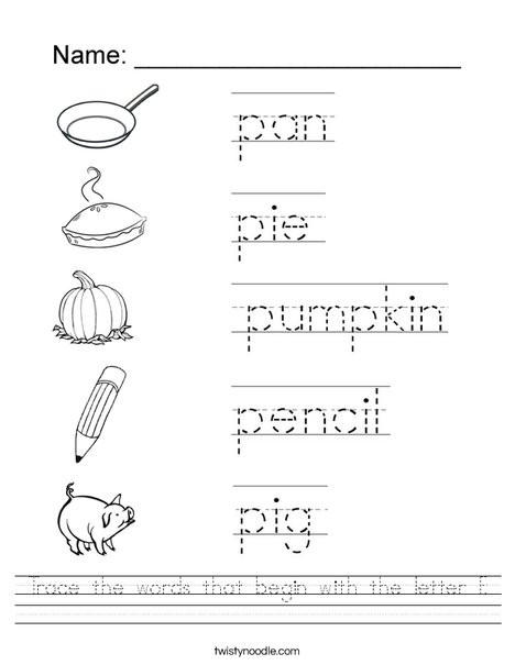 Free Printable Letter P Worksheets Trace the Words that Begin with the Letter P Worksheet