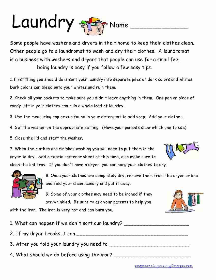 Free Printable Life Skills Worksheets Laundry with Images