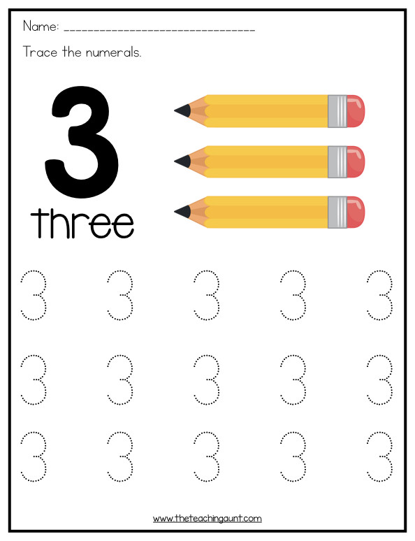 Free Printable Number Tracing Worksheets Number Tracing Worksheets for Preschoolers the Teaching Aunt