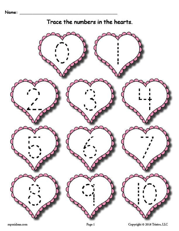 Free Printable Number Tracing Worksheets Printable Valentine S Day Number Tracing Worksheets 0 20