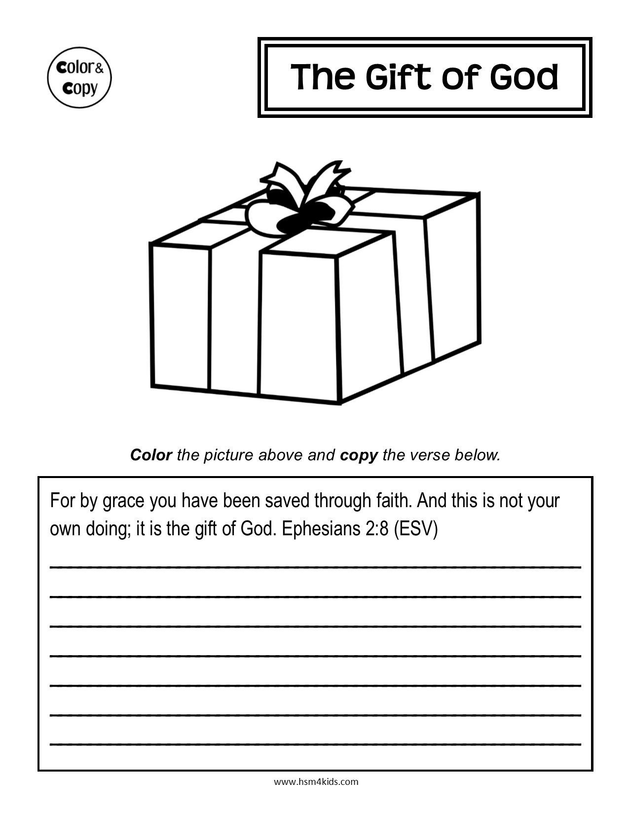 Free Printable Religious Worksheets Free Color and Copy Bible Worksheet Ephesians
