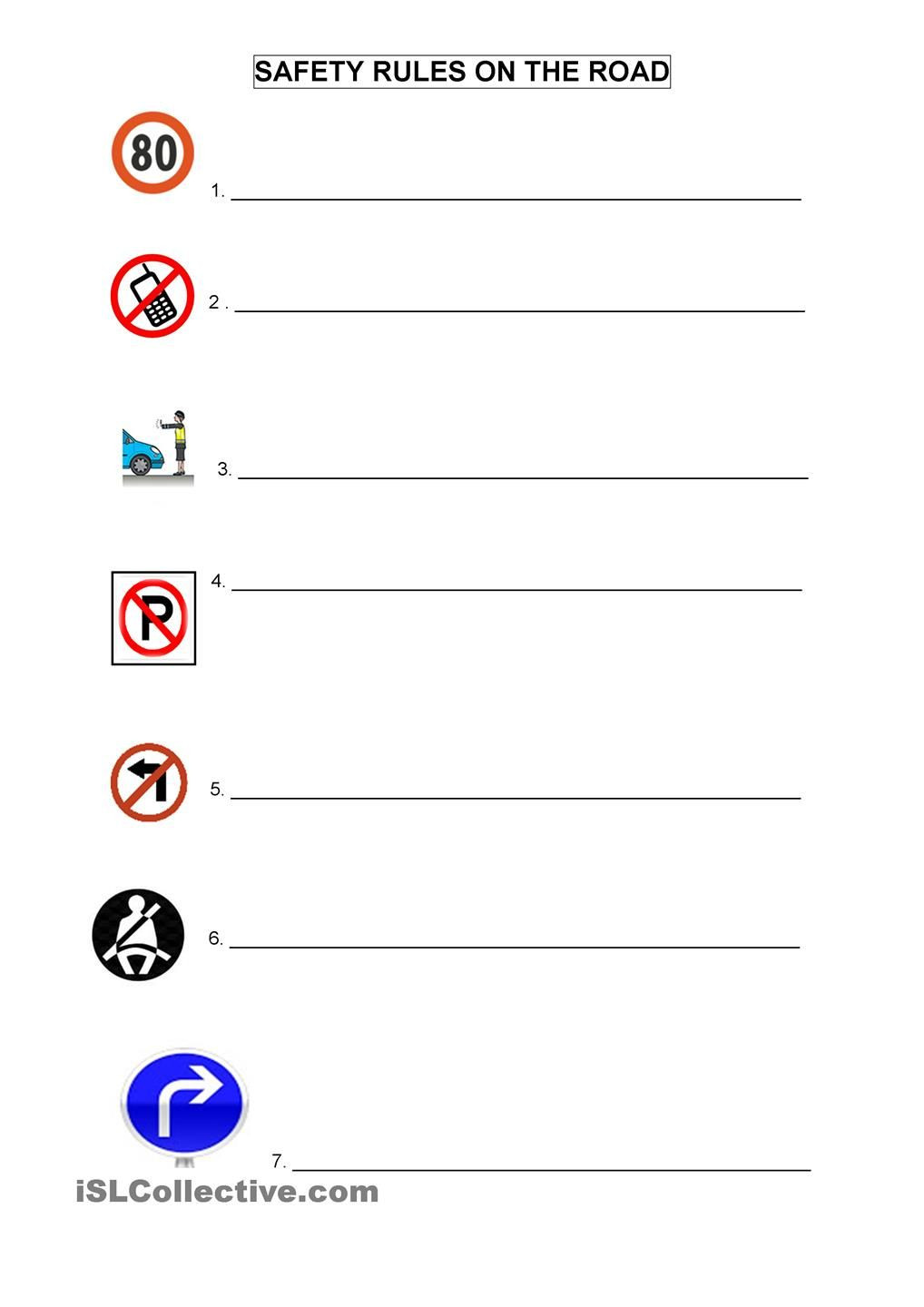 Free Printable Safety Signs Worksheets Road Safety