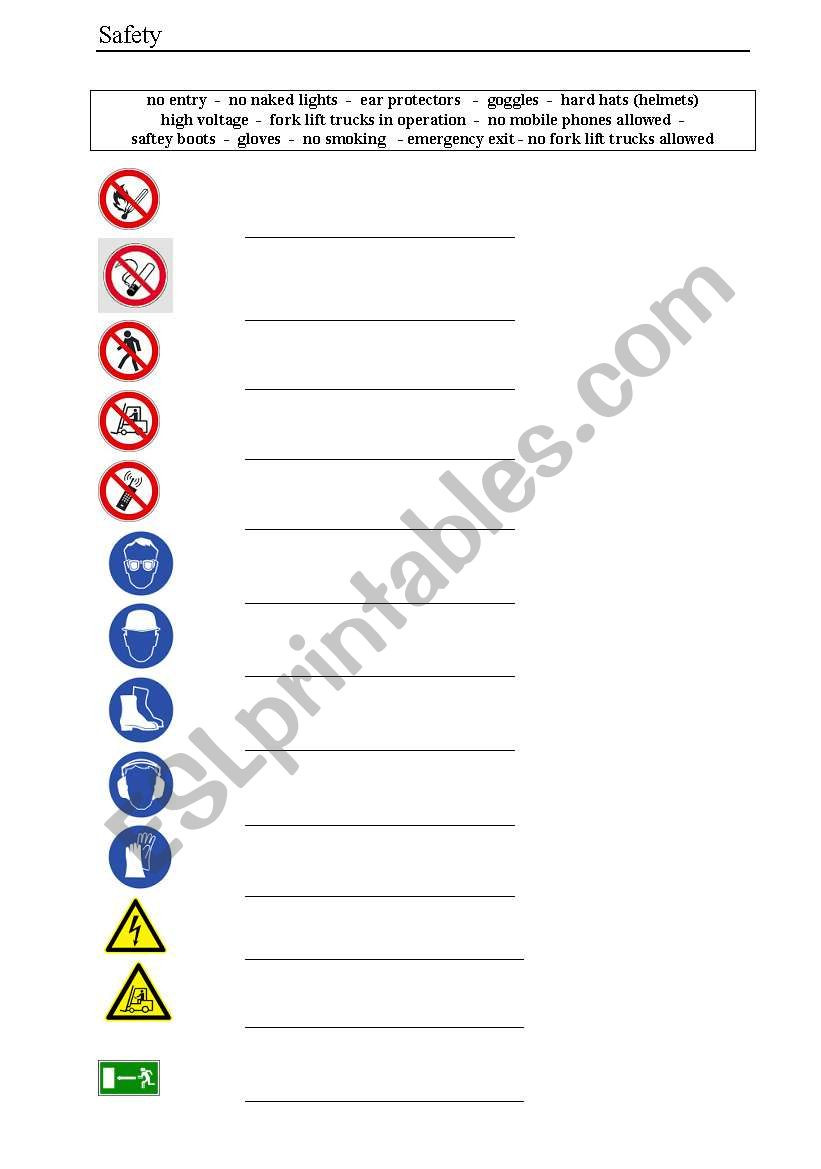 Free Printable Safety Signs Worksheets Safety Signs Esl Worksheet by Cindyk