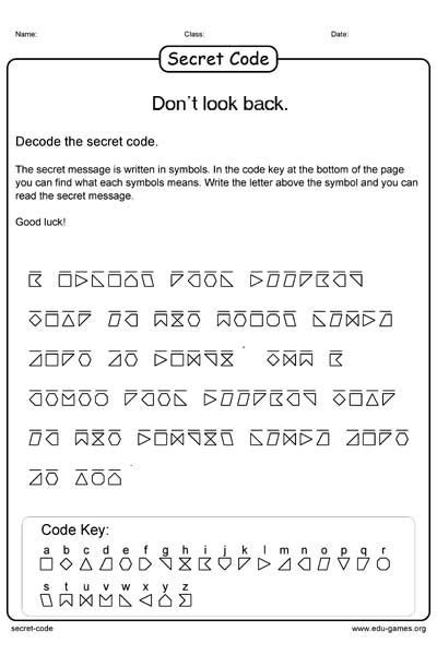 Free Printable Secret Code Worksheets A Secret Code is Printed In Symbols with the Help Of the