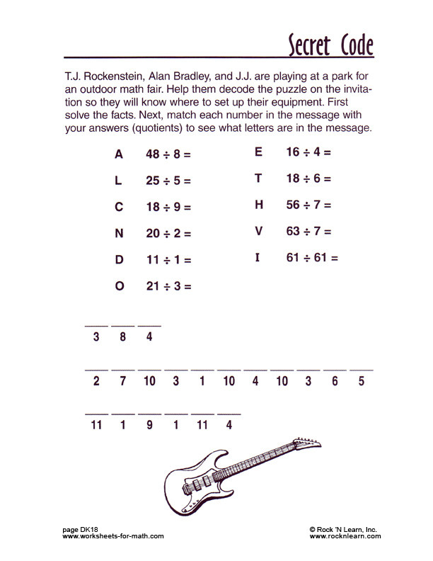 Free Printable Secret Code Worksheets Math Worksheet Dk18