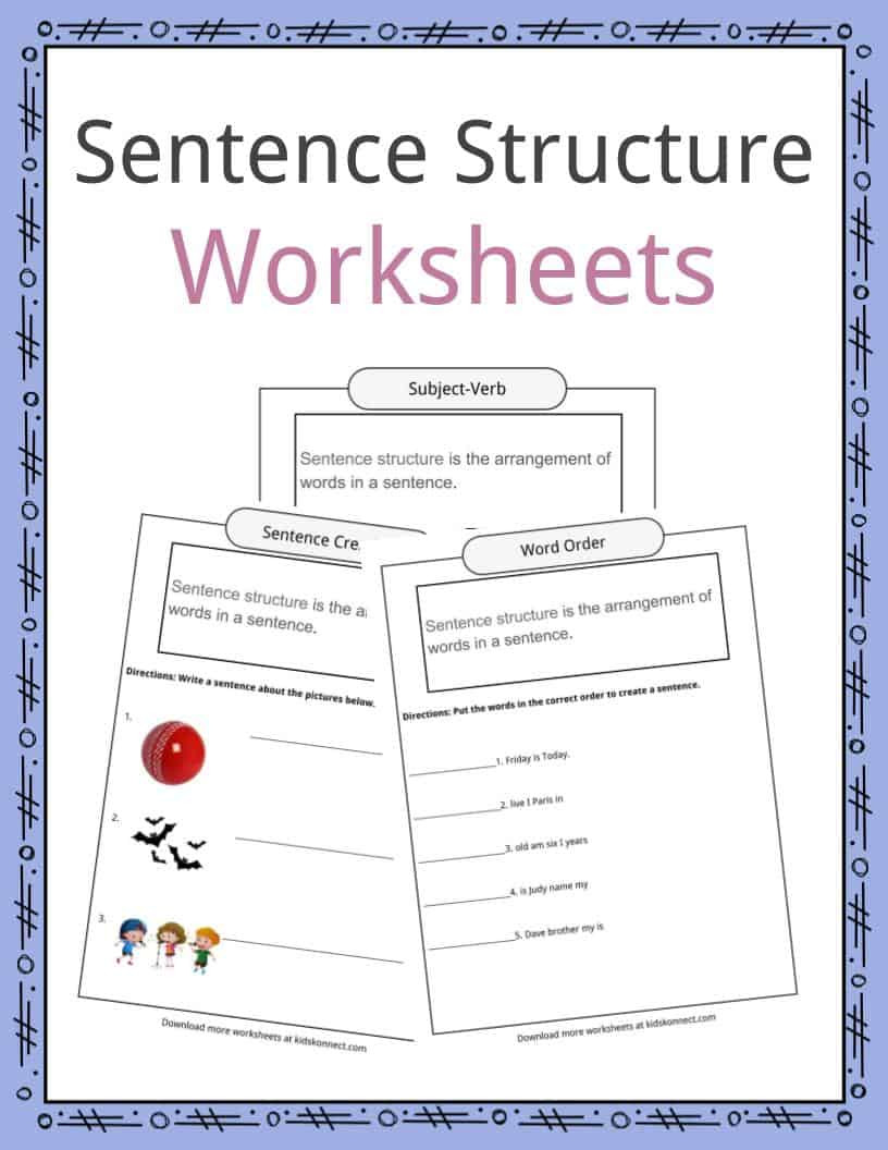 Free Printable Sentence Structure Worksheets Sentence Structure Worksheets Examples &amp; Definition for Kids