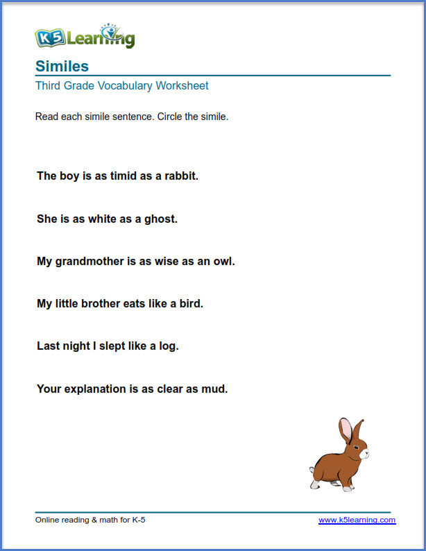 Free Printable Simile Worksheets Grade 3 Vocabulary Worksheets – Printable and organized by