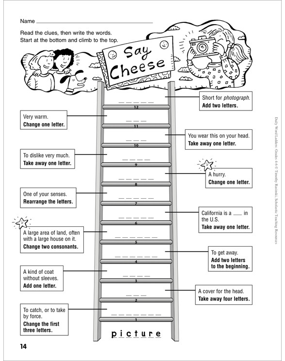 Free Printable Word Ladders Daily Word Ladders Grades 4 6 by Timothy V Rasinski