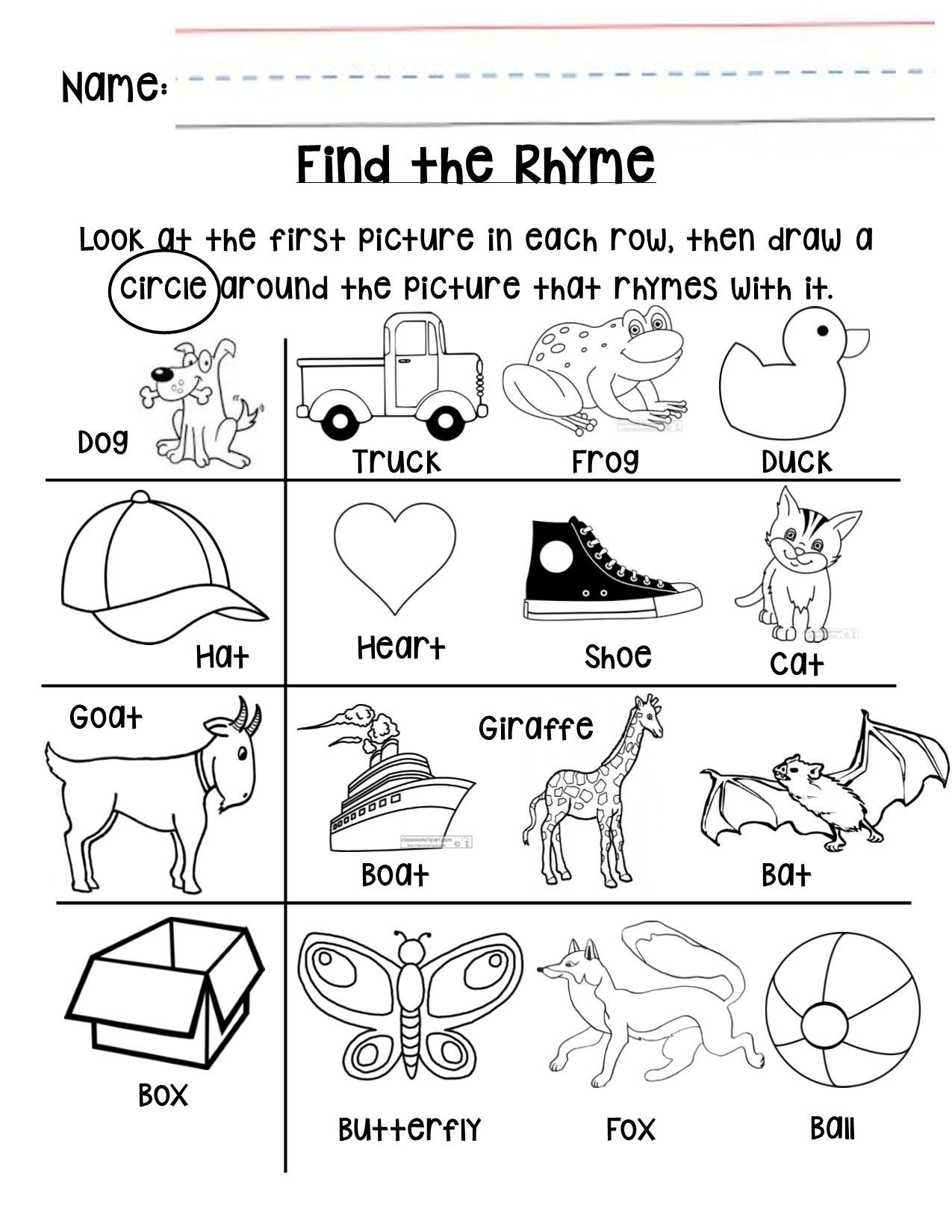 Free Rhyming Worksheets for Kindergarten Worksheet Math Games for Grade Free Kindergarten